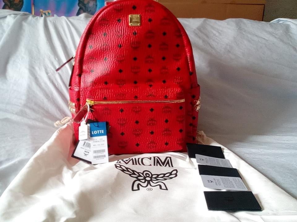 MCM LARGE RED BACKPACK 
 