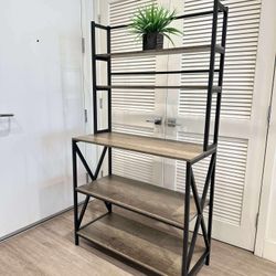 5-Tier Baker's Rack Rustic Industrial Kitchen Storage Rustic Brown