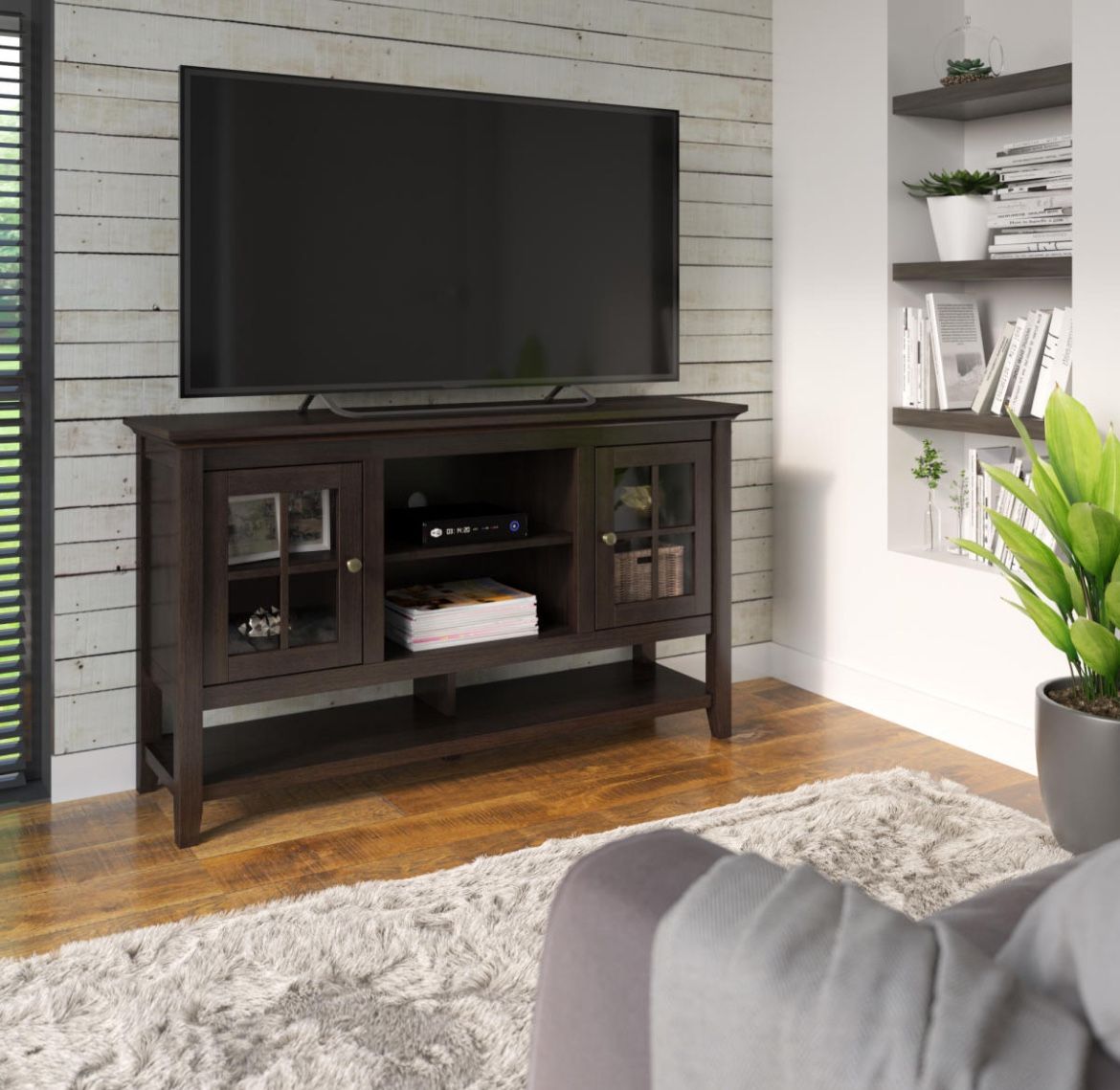 Brand New in unopened box - 54 in. Midnight Cherry TV Stand with 3 Shelves for TVs up to 60 in.