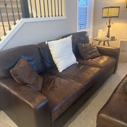 Leather Couch With Love Seat and Ottoman 