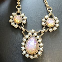 Sarah Coventry "Empress" Fire Opal-Style Necklace — 1972 Vintage Costume Jewelry | VJ-8742