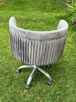 Velvet grey modern vanity chair