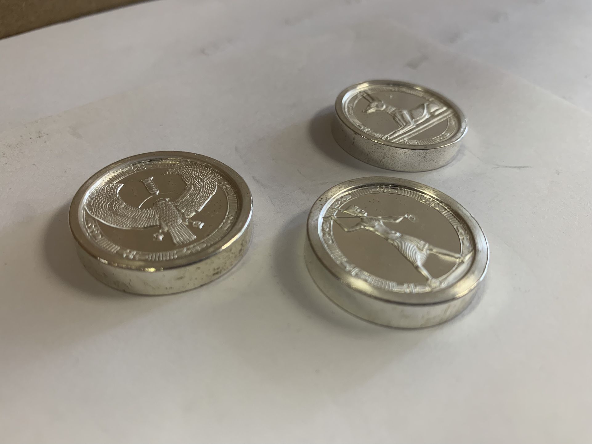 .999 Fine Silver Ancient Egyptian Set Of 3 Coins
