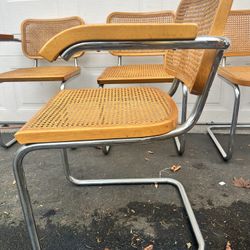 MCM Marcel Breuer Chrome Cesce Cane Dining Chairs (4)