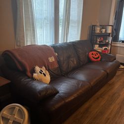 Brown Leather Couch 