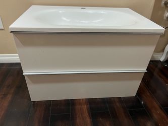 Bathroom sink with draw open box