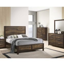 4- Pc Bedroom set Dresser,Mirror  Nightstand (1) Queen size bed frame  Not including Mattress and Box Sp
