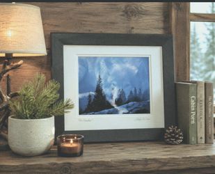 Wall Art Wolf “The Guardian” Signed Print Framed Winter Forest, Nature