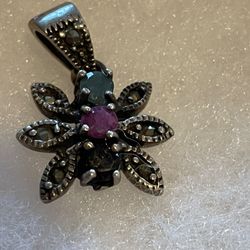 Sterling silver Multi Stone Pendant Handmade In turkey 