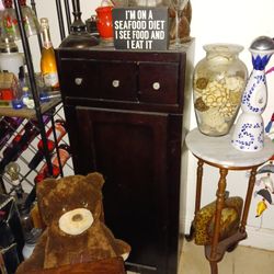Beautiful Wood Storage Home Decor Stand 3 Sm Draws An Cabinet Opens Fit Alot Stuff 42inht By 18inwd 20 Firm Look My Post Alot Items