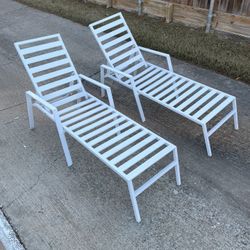 Grammercy White Patio Chaise Lounge Chairs