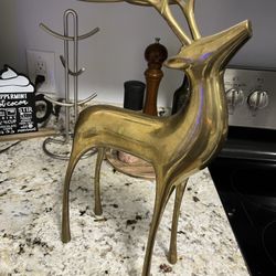 Brass Reindeer Candle Holder 