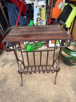 TABLE, metal & wood 19 x 12 3/4 x 24; cross streets are Arapaho & Waterview