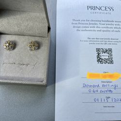 Diamond Earrings. White Gold 18k 0.64 Carats. Certificate Included