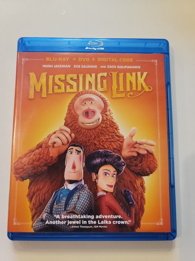 $5 BLU RAY. MISSING LINK. $5 OR TRADE FOR A MOVIE TITLE I DO NOT ALREADY OWN. BLU RAY ONLY NO DIGITAL .
