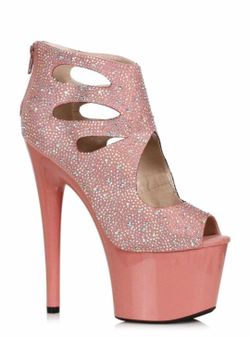 BRAND NEW-7" Heel Platform With Rhinestones, Sexy Heels and Platforms, Dance Heels, Pole Dancer Heels, Stripper Heels, Pleaser heels, Pink, Size 8 & S
