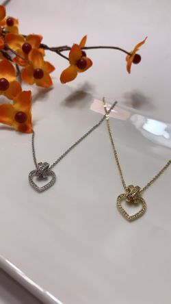 *NO FADE* Real Gold Plated Rhinestone Heart Pendant Necklace, Gold and Silver Color