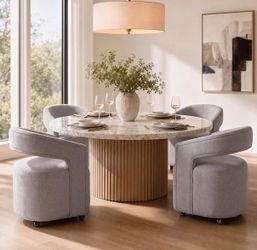 Modern Upholstered Dining Chairs with Caster
