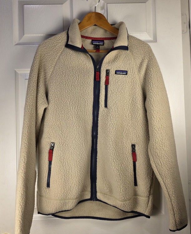 Patagonia Retro Deep Pile Fleece Full Zip Jacket Oatmeal Beige Men’s Size L