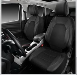 CAR PASS Leather and 3D Air Mesh Car Seat Covers, Universal Fit for Sedans, Trucks, and SUVs, Airbag Compatible, Zipper Design and Reserved Openings f
