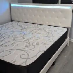 Bed Frame King Size Led New (Mattress Sale For Separated )