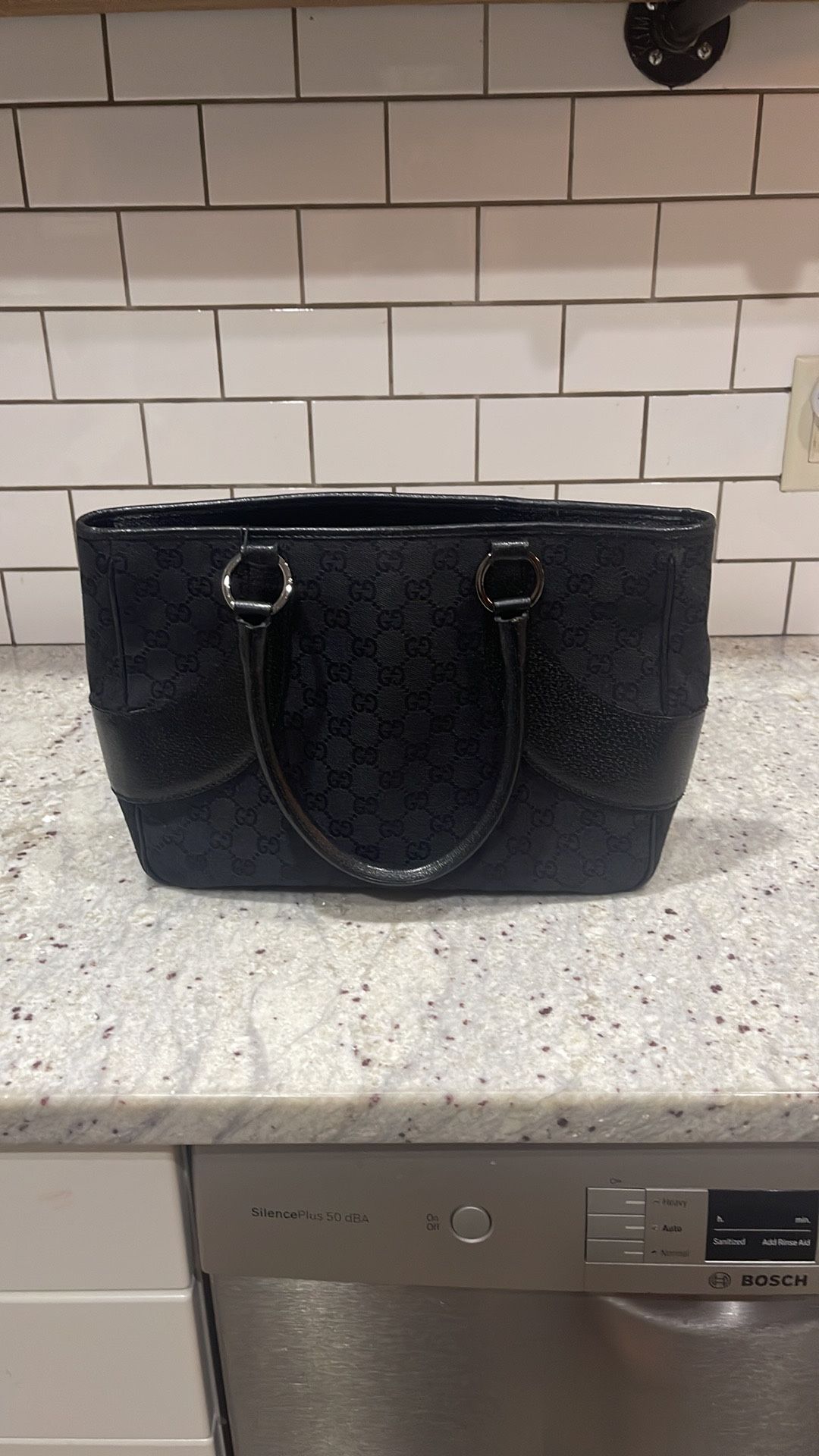 Authentic Gucci Monogram Black Tote Bag 