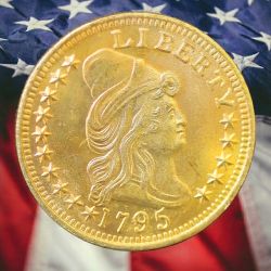 1795 Draped Bust Ten Dollar Gold Plated Novelty Coin Modern Restrike Token #3383