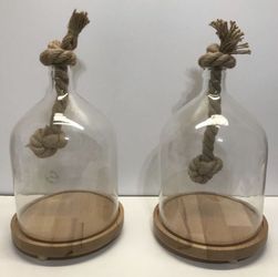 Decoris 869165 Cloche With Rope, Clear Glass (Pack Of 2)