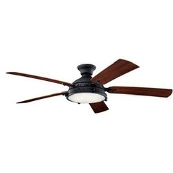 Kichler Hatteras Bay 60-in Distressed Black with Walnut/Cherry Blades Integrated LED