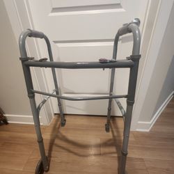 LUMEX Dual Release Adult Walker, Sturdy Raised H Frame with wheels and pads
