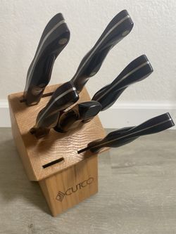 Vintage Cutco 7 Piece Knife Set 1 1 1 Block Brown READ The Block Is For 7 Pieces However Only 6 Pieces Are included