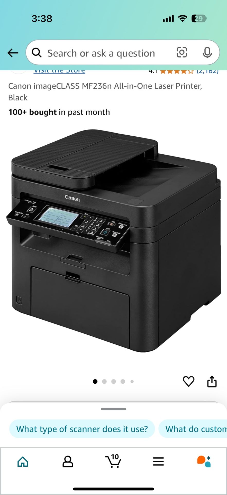 Canon imageCLASS MF236n All-in-One Laser Printer, Black