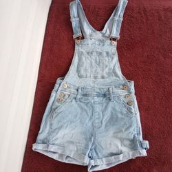 Rue 21 Women’s Premium Denim Overalls Shorts Size 4 Jean Short Overalls 