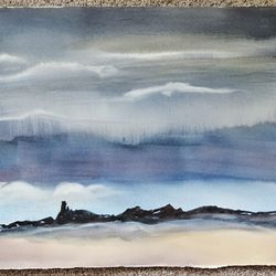 Unframed Desert Sky Watercolor Painting 