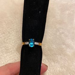 10k Apatite And Diamond Accent White Gold Ring