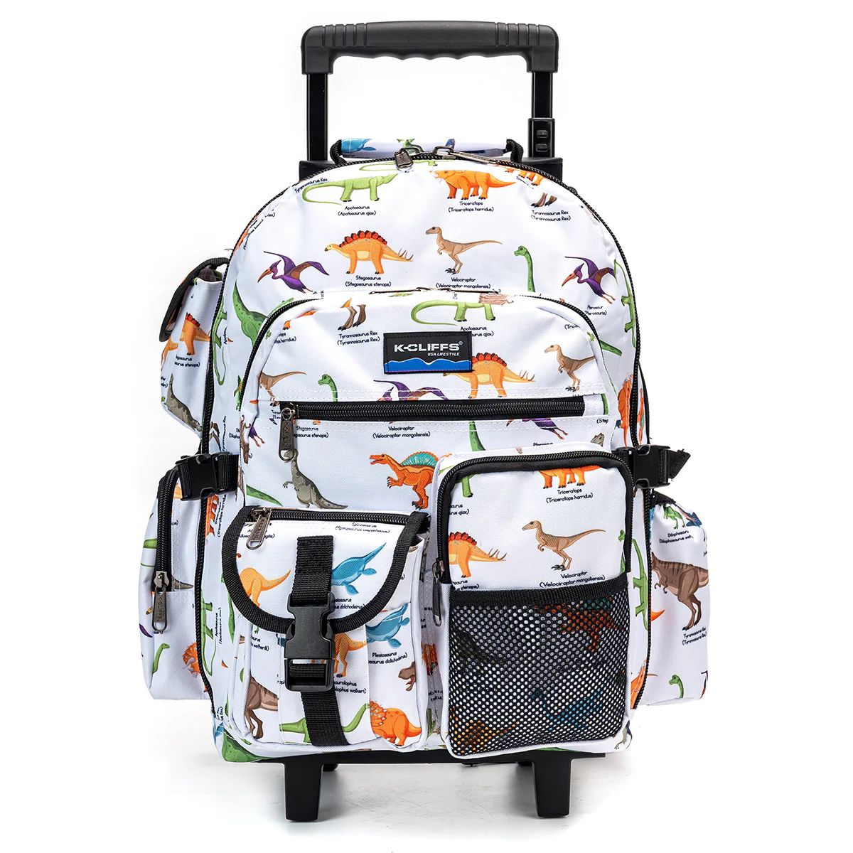 Dinosaur Rolling School Backpack Dino Student Book bag