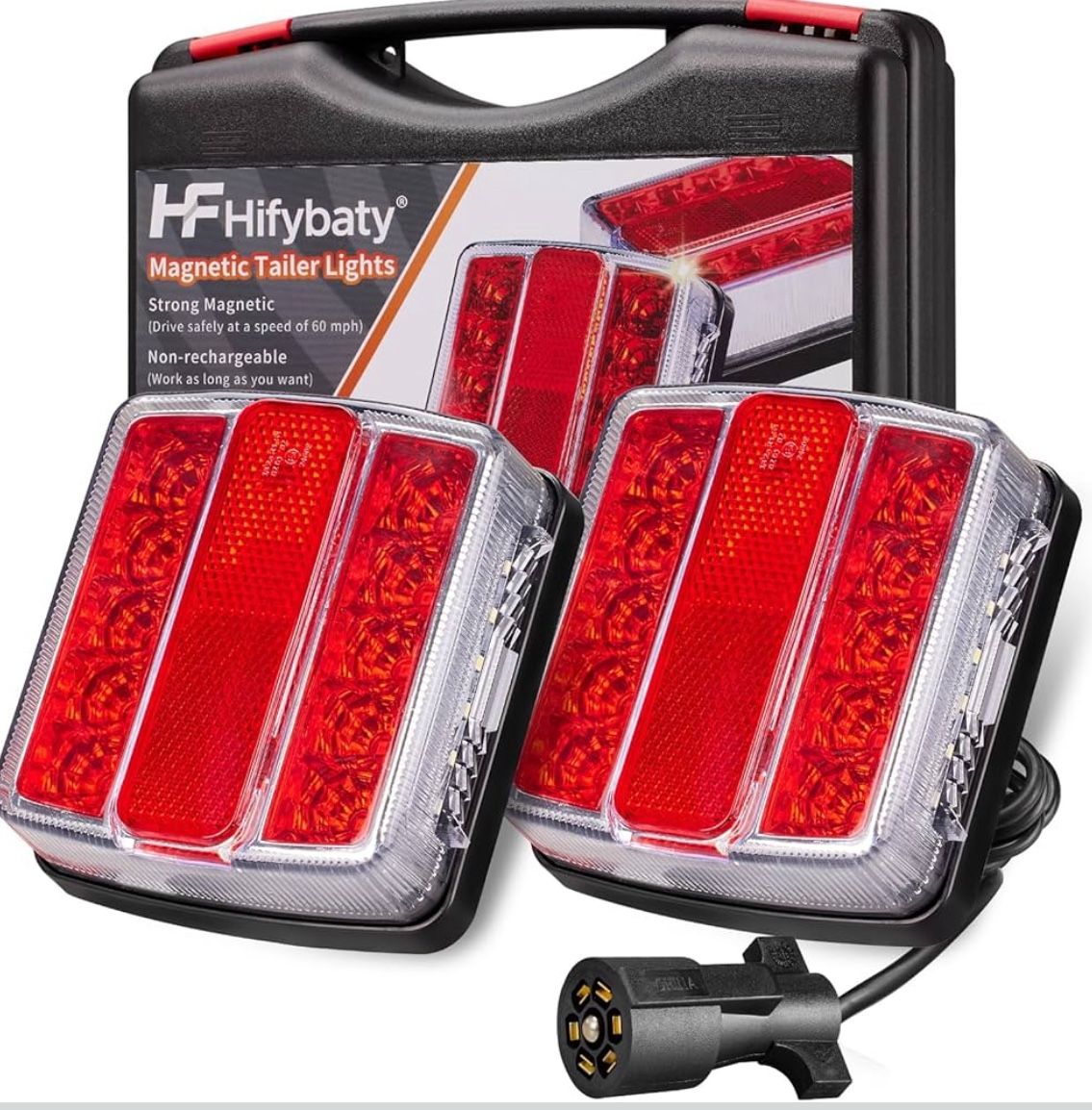 Magnetic LED Trailer Towing Light Kit - Magnetic Trailer Lights 24ft Cable with 7 Pin Plug Board Tail Brake Stop Indicator License Plate Light Lamp fo
