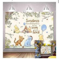Pooh Party Backdrop 6x4ft