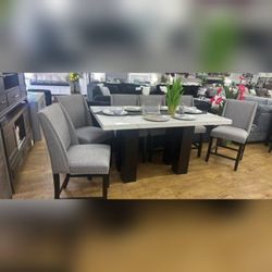 7PC Marble top Dining table set