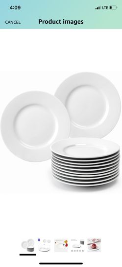 12 Pc White Porcelain Dessert Plates