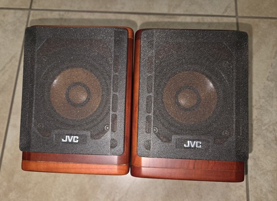 JVC Speaker System Cherry SP-EXA1 Wood Cone Bookshelf 30W 4 Ohms