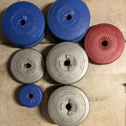 103.8LBS. Cement Weights, 3-Long bars, 4-Dumbbell Bars, 1-Chrome bar (Tap On Photos For A Better View)