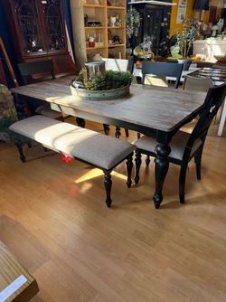 Modern Farmhouse Dining Set with Bench 