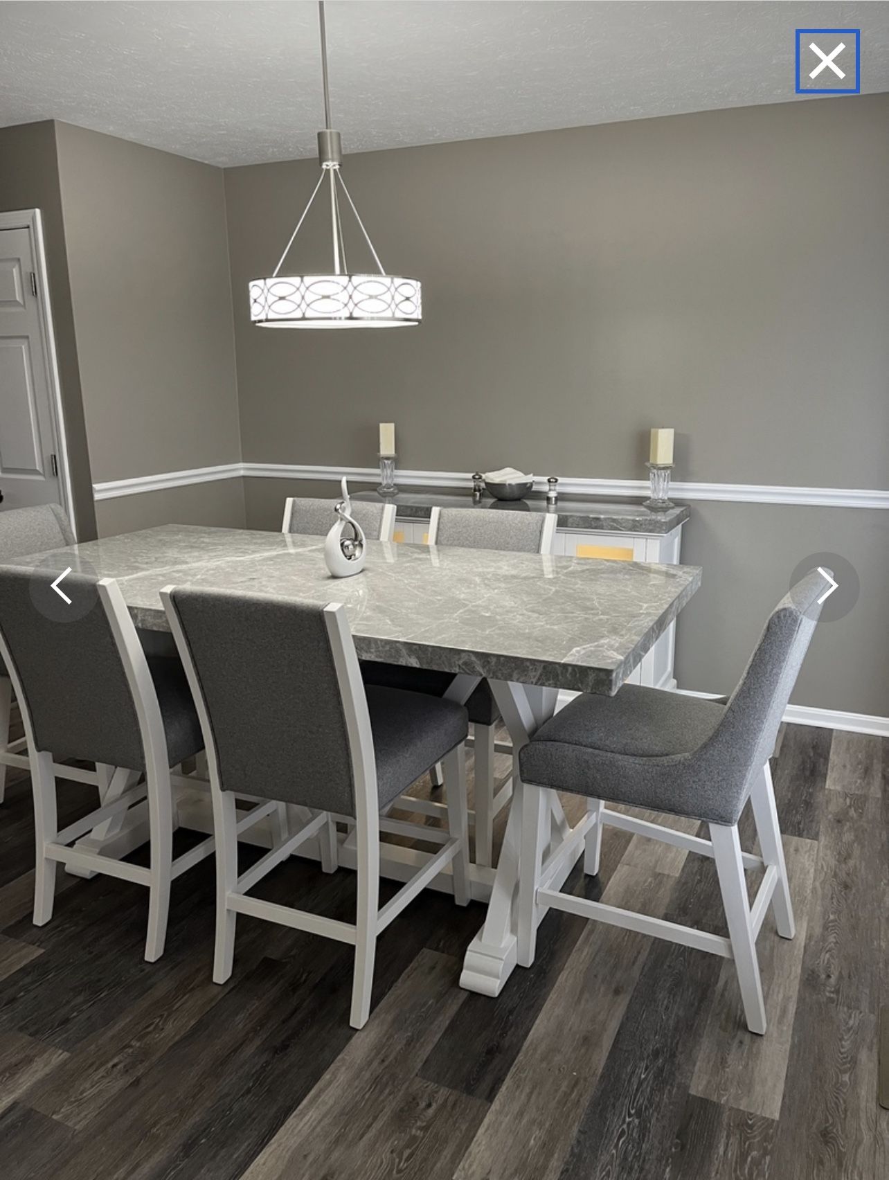 REAL MARBLE table Grey And White SET