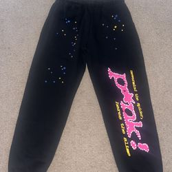 Sp5der P*nk Hoodie/Sweatpants 'Black' Size L