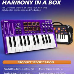 25 wKey USB MIDI Keyboard Controller with Drum Pads