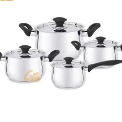 mosta 8 pieces stainless steel cookware set black 