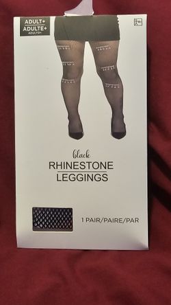 Black Rhinestone Leggings Size Adult +