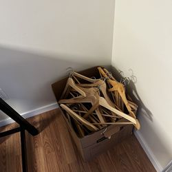 Box of Wooden Hangers 