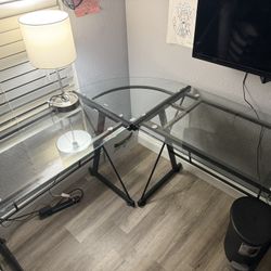 Clear L Shaped Desk